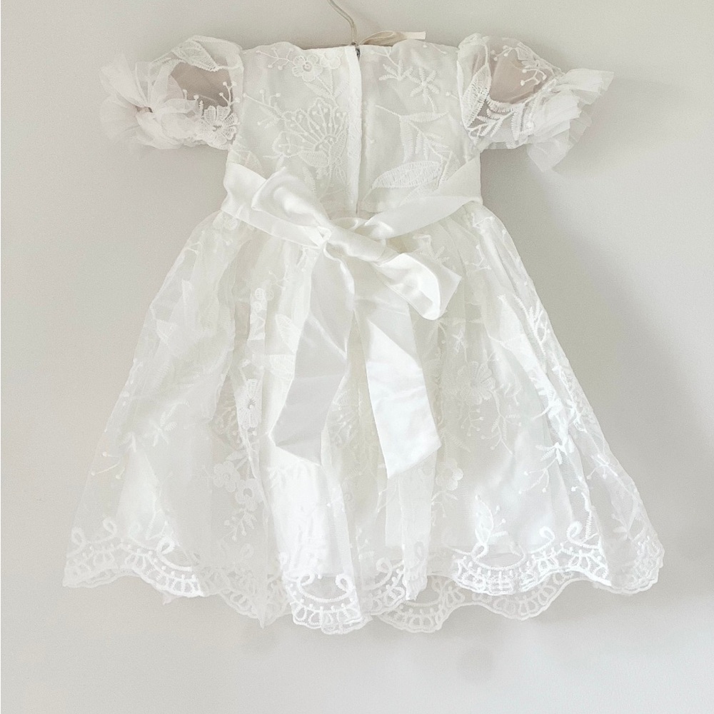 NWT baby girl baptism flower girl dress with bonnet - Picture 2 of 11